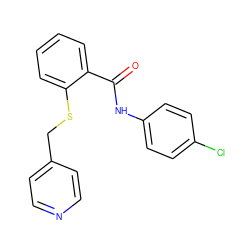 O=C(Nc1ccc(Cl)cc1)c1ccccc1SCc1ccncc1 ZINC000029046623