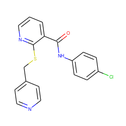 O=C(Nc1ccc(Cl)cc1)c1cccnc1SCc1ccncc1 ZINC000029046757