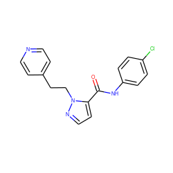 O=C(Nc1ccc(Cl)cc1)c1ccnn1CCc1ccncc1 ZINC000028822035