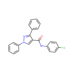 O=C(Nc1ccc(Cl)cc1)c1cn(-c2ccccc2)nc1-c1ccccc1 ZINC000003212086