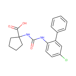 O=C(Nc1ccc(Cl)cc1-c1ccccc1)NC1(C(=O)O)CCCC1 ZINC000218429076