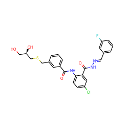 O=C(Nc1ccc(Cl)cc1C(=O)N/N=C/c1cccc(F)c1)c1cccc(CSC[C@H](O)CO)c1 ZINC000059552697