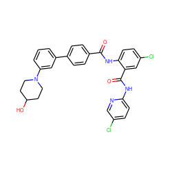 O=C(Nc1ccc(Cl)cc1C(=O)Nc1ccc(Cl)cn1)c1ccc(-c2cccc(N3CCC(O)CC3)c2)cc1 ZINC000028092492