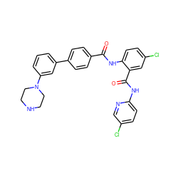 O=C(Nc1ccc(Cl)cc1C(=O)Nc1ccc(Cl)cn1)c1ccc(-c2cccc(N3CCNCC3)c2)cc1 ZINC000028100118