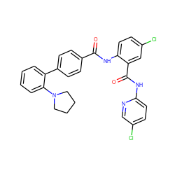 O=C(Nc1ccc(Cl)cc1C(=O)Nc1ccc(Cl)cn1)c1ccc(-c2ccccc2N2CCCC2)cc1 ZINC000028107368