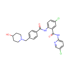 O=C(Nc1ccc(Cl)cc1C(=O)Nc1ccc(Cl)cn1)c1ccc(CN2CCC(O)CC2)cc1 ZINC000028097886