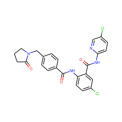 O=C(Nc1ccc(Cl)cc1C(=O)Nc1ccc(Cl)cn1)c1ccc(CN2CCCC2=O)cc1 ZINC000028092623