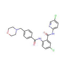 O=C(Nc1ccc(Cl)cc1C(=O)Nc1ccc(Cl)cn1)c1ccc(CN2CCOCC2)cc1 ZINC000028019325