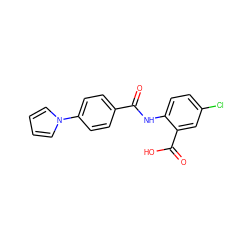 O=C(Nc1ccc(Cl)cc1C(=O)O)c1ccc(-n2cccc2)cc1 ZINC000013260211