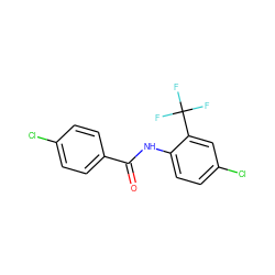 O=C(Nc1ccc(Cl)cc1C(F)(F)F)c1ccc(Cl)cc1 ZINC000000310623