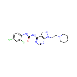 O=C(Nc1ccc(Cl)cc1Cl)Nc1ncnc2c1cnn2CCN1CCCCC1 ZINC000145058000