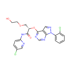 O=C(Nc1ccc(Cl)cn1)[C@H](COCCO)Oc1ncnc2c1cnn2-c1ccccc1Cl ZINC000095920815