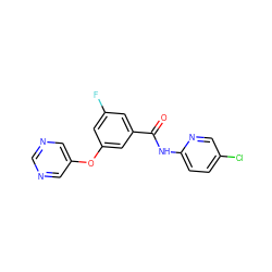 O=C(Nc1ccc(Cl)cn1)c1cc(F)cc(Oc2cncnc2)c1 ZINC000096938946