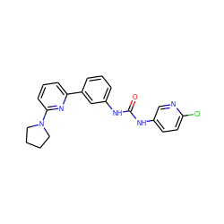 O=C(Nc1ccc(Cl)nc1)Nc1cccc(-c2cccc(N3CCCC3)n2)c1 ZINC000299837564