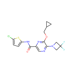 O=C(Nc1ccc(Cl)s1)c1cnc(N2CC(F)(F)C2)c(OCC2CC2)n1 ZINC000207410575