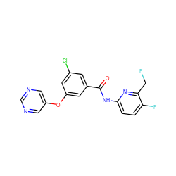 O=C(Nc1ccc(F)c(CF)n1)c1cc(Cl)cc(Oc2cncnc2)c1 ZINC000096939144