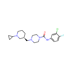 O=C(Nc1ccc(F)c(Cl)c1)N1CCN(C[C@@H]2CCCN(C3CC3)C2)CC1 ZINC000084713697