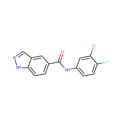 O=C(Nc1ccc(F)c(Cl)c1)c1ccc2[nH]ncc2c1 ZINC000102168823