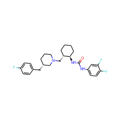 O=C(Nc1ccc(F)c(F)c1)N[C@@H]1CCCC[C@H]1CN1CCC[C@@H](Cc2ccc(F)cc2)C1 ZINC000013613270