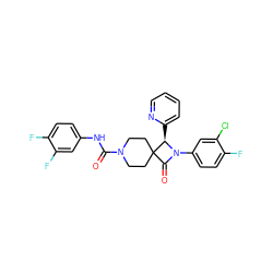 O=C(Nc1ccc(F)c(F)c1)N1CCC2(CC1)C(=O)N(c1ccc(F)c(Cl)c1)[C@@H]2c1ccccn1 ZINC000058602987