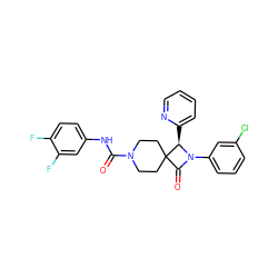 O=C(Nc1ccc(F)c(F)c1)N1CCC2(CC1)C(=O)N(c1cccc(Cl)c1)[C@@H]2c1ccccn1 ZINC000058603817