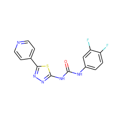 O=C(Nc1ccc(F)c(F)c1)Nc1nnc(-c2ccncc2)s1 ZINC000096284278