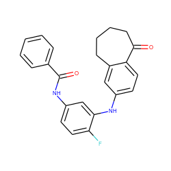 O=C(Nc1ccc(F)c(Nc2ccc3c(c2)CCCCC3=O)c1)c1ccccc1 ZINC000095577000