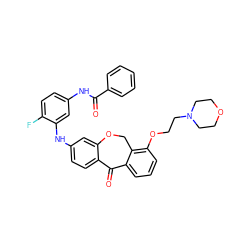 O=C(Nc1ccc(F)c(Nc2ccc3c(c2)OCc2c(OCCN4CCOCC4)cccc2C3=O)c1)c1ccccc1 ZINC000103292958