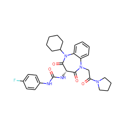 O=C(Nc1ccc(F)cc1)N[C@H]1C(=O)N(CC(=O)N2CCCC2)c2ccccc2N(C2CCCCC2)C1=O ZINC000003929211