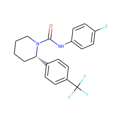 O=C(Nc1ccc(F)cc1)N1CCCC[C@H]1c1ccc(C(F)(F)F)cc1 ZINC000084670212