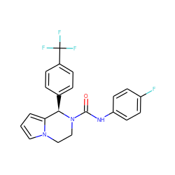 O=C(Nc1ccc(F)cc1)N1CCn2cccc2[C@H]1c1ccc(C(F)(F)F)cc1 ZINC000084654394