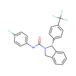 O=C(Nc1ccc(F)cc1)N1Cc2ccccc2[C@H]1c1ccc(C(F)(F)F)cc1 ZINC000084670216