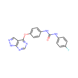 O=C(Nc1ccc(F)cc1)Nc1ccc(Oc2ncnc3[nH]ncc23)cc1 ZINC000095591524
