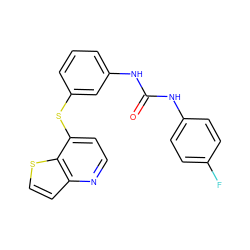 O=C(Nc1ccc(F)cc1)Nc1cccc(Sc2ccnc3ccsc23)c1 ZINC000214011599