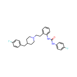 O=C(Nc1ccc(F)cc1)Nc1ccccc1CCN1CCC(Cc2ccc(F)cc2)CC1 ZINC000013475883