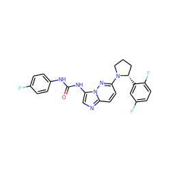 O=C(Nc1ccc(F)cc1)Nc1cnc2ccc(N3CCC[C@@H]3c3cc(F)ccc3F)nn12 ZINC000118239925