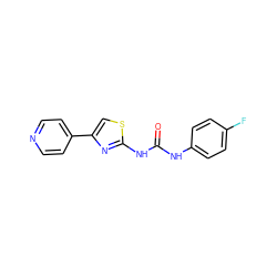 O=C(Nc1ccc(F)cc1)Nc1nc(-c2ccncc2)cs1 ZINC000165916117