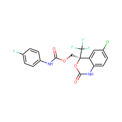 O=C(Nc1ccc(F)cc1)OC[C@@]1(C(F)(F)F)OC(=O)Nc2ccc(Cl)cc21 ZINC000045302223