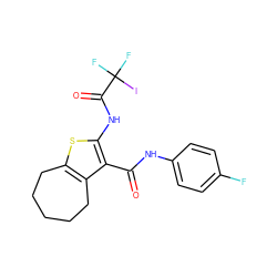 O=C(Nc1ccc(F)cc1)c1c(NC(=O)C(F)(F)I)sc2c1CCCCC2 ZINC001772644557