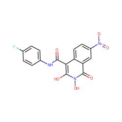 O=C(Nc1ccc(F)cc1)c1c(O)n(O)c(=O)c2cc([N+](=O)[O-])ccc12 ZINC000169349209