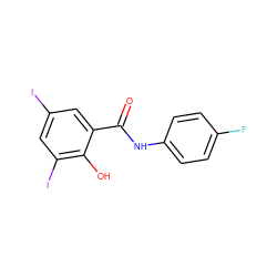 O=C(Nc1ccc(F)cc1)c1cc(I)cc(I)c1O ZINC000028863475