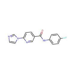 O=C(Nc1ccc(F)cc1)c1ccc(-n2ccnc2)nc1 ZINC000001385357