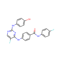 O=C(Nc1ccc(F)cc1)c1ccc(Nc2nc(Nc3ccc(O)cc3)ncc2F)cc1 ZINC000040949333