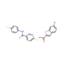 O=C(Nc1ccc(F)cc1)c1ccc(SCC(=O)c2cc3ccc(Br)cc3o2)nc1 ZINC000261143843