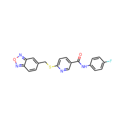 O=C(Nc1ccc(F)cc1)c1ccc(SCc2ccc3nonc3c2)nc1 ZINC000145029126