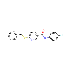 O=C(Nc1ccc(F)cc1)c1ccc(SCc2ccccc2)nc1 ZINC000039263374