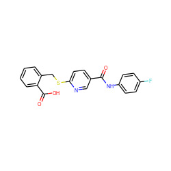 O=C(Nc1ccc(F)cc1)c1ccc(SCc2ccccc2C(=O)O)nc1 ZINC000145208760