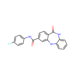 O=C(Nc1ccc(F)cc1)c1ccc2c(c1)Nc1ccccc1NC2=O ZINC000045286995