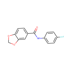 O=C(Nc1ccc(F)cc1)c1ccc2c(c1)OCO2 ZINC000000030182