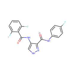 O=C(Nc1ccc(F)cc1)c1n[nH]cc1NC(=O)c1c(F)cccc1F ZINC000016052859